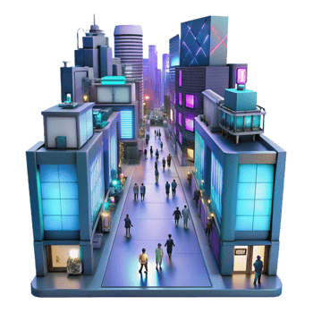 magnificent traditional Cyberpunk City Street Holographic Advertis original png