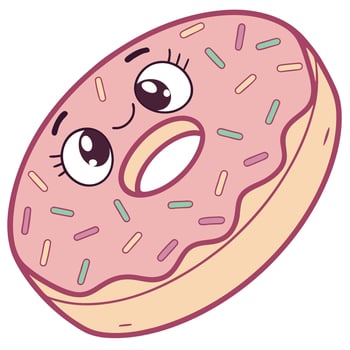 A cartoon donut with eyes and sprinkles vector