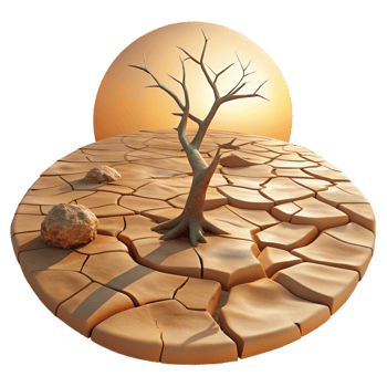 beautiful modern A Cracked Earth Desert Landscape with a Sin original png
