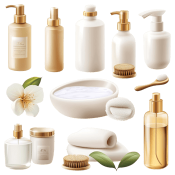 Luxurious skincare beauty products golden packaging png