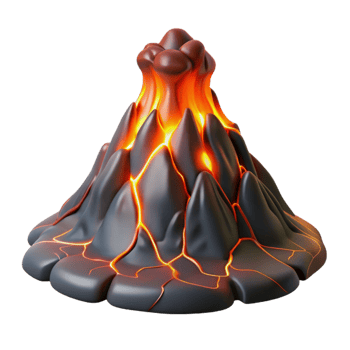vibrant modern A Volcanic Eruption with Flowing Lava Dram premium png