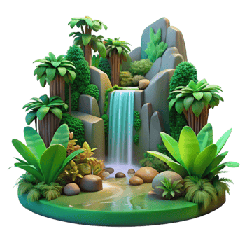 beautiful traditional A Lush Tropical Rainforest with a Hidden premium png