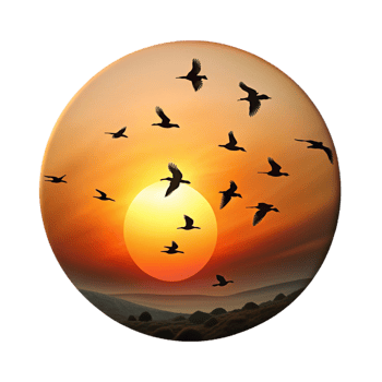 dramatic creative A Group of Migrating Birds Silhouetted Agai 4K png