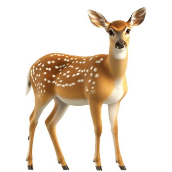 Young spotted deer sting alert in a grassy environment png