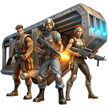 extraordinary artistic A Group of Space Pirates Armed with Laser P 4K png