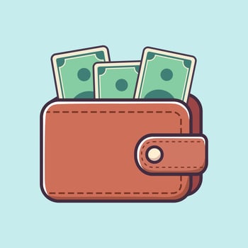 Illustration of Brown Wallet Containing Money vector