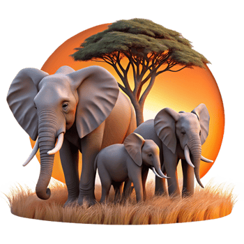 dramatic creative A Family of Elephants Walking Through The authentic png