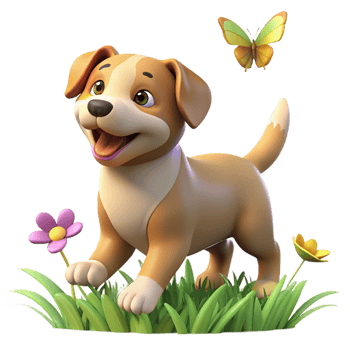 magnificent classic A Playful Puppy Chasing a Butterfly in a Fi 4K png
