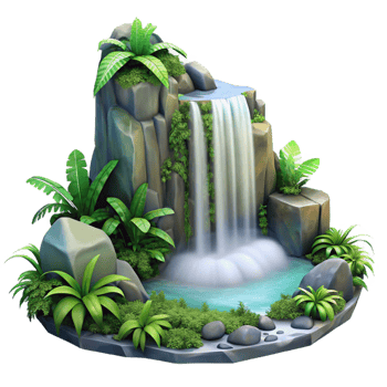 beautiful modern A Cascading Waterfall Surrounded by Lush Tr premium png