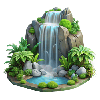 serene rustic A Cascading Waterfall Surrounded by Lush Tr genuine png