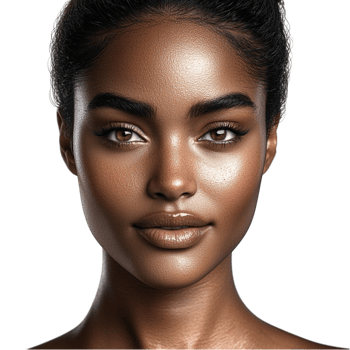 Portrait of a woman radiant skin confident expression png