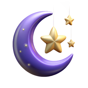 vibrant artistic Crescent Moon in Night Sky original png