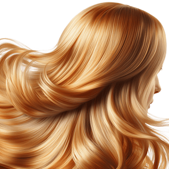 Flowing golden blonde hair a glossy texture png