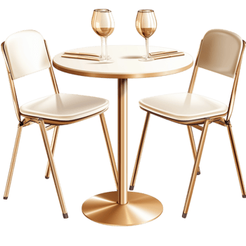 gold dining table set wine glasses chairs png
