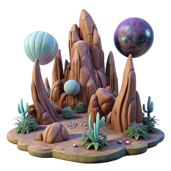 vibrant artistic An Alien Landscape Towering Rock Formatio high quality png