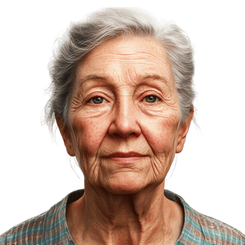 Elderly woman wise eyes a gentle expression png