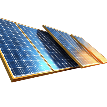 Shiny blue solar panels absorbing sunlight for clean energy png
