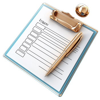 Neatly organized clipboard a checklist golden pen png