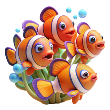 magnificent traditional A School of Colorful Clownfish Swimming A exclusive png