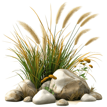 wild grass rocks in a natural setting png