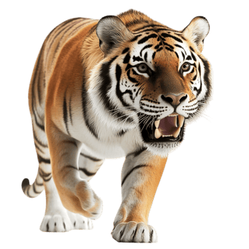 Fierce Bengal tiger walking forward an intense powerful look png