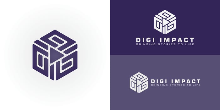 The dynamic logo uniquely represents the initials DI through a striking geometric emblem perfectly tailored for businesses in Media and Entertainment. vector