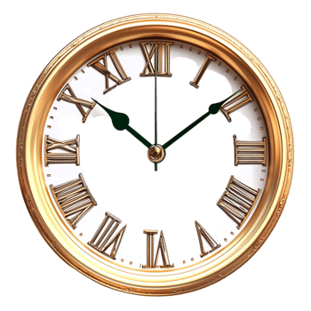gold rimmed clock Roman numerals design png
