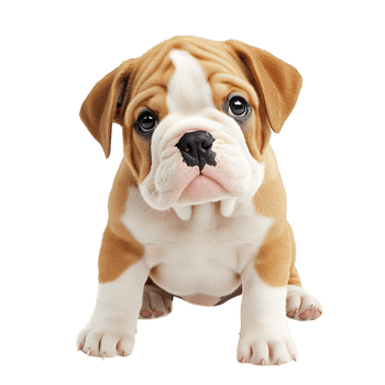 Cute brown white bulldog puppy big eyes floppy ears png