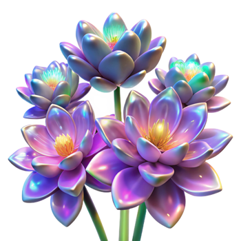 extraordinary modern A Field of Abstract Flowers with Iridescen exclusive png