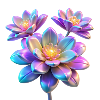 elegant traditional A Field of Abstract Flowers with Iridescen authentic png