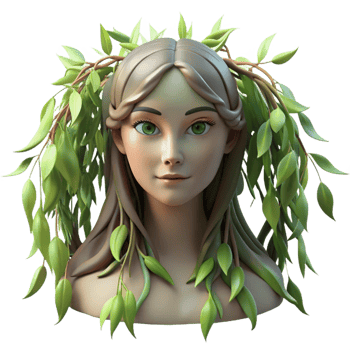 elegant creative A Serene Dryad Emerging from a Willow Tree detailed png