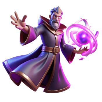 vibrant minimalist A Powerful Sorcerer Casting a Spell of Swi 4K png