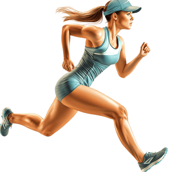 Fit athletic woman running in sportswear toned muscles a focused expression png