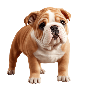 Cute English bulldog puppy sting a wrinkled face big eyes png