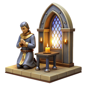 impressive artistic A Lone Knight Kneeling Before a Holy Alta 4K png