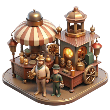 beautiful creative A Bustling Steampunk Marketplace Filled high resolution png