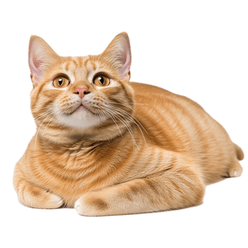 Adorable orange tabby cat lying down eyes a curious expression png