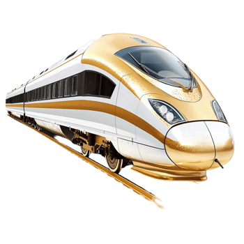 High speed golden bullet train a sleek aerodynamic design tinted windows png