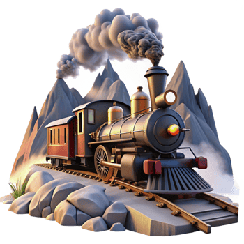 vibrant abstract A Steampunk Train Speeding Through a Moun professional png