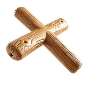 Two wooden logs crossed together a natural wood texture png