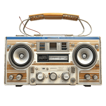Vintage portable boombox radio large speakers a metallic hle on top png