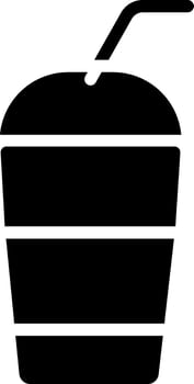 Black Silhouette of Plastic Cup with Straw Isolated on a White Background vector