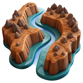 elegant minimalist A Winding River Flowing Through a Canyon A high quality png