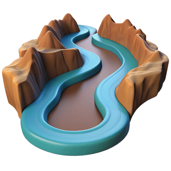 stunning traditional A Winding River Flowing Through a Canyon A premium png