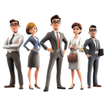 Cartoon business professionals glasses outfits png