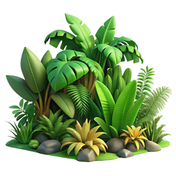 vibrant traditional A Lush Jungle Scene with Vibrant Foliage T png