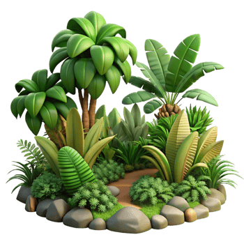 elegant artistic A Lush Jungle Scene with Vibrant Foliage T detailed png