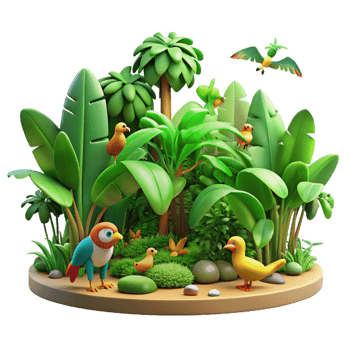 impressive contemporary A Lush Green Jungle Teeming with Colorful authentic png