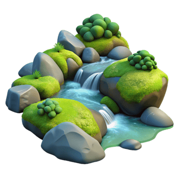 magnificent modern A Babbling Brook Flowing over Smooth Moss exclusive png