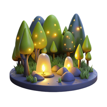 impressive classic A Group of Fireflies Illuminating a Dark Fo premium png